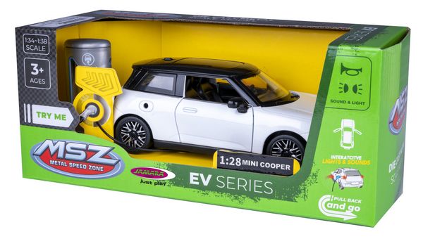 Produktbild: BMW Mini Cooper Diecast 1:28 wei&szlig; inkl. Knopfzellen