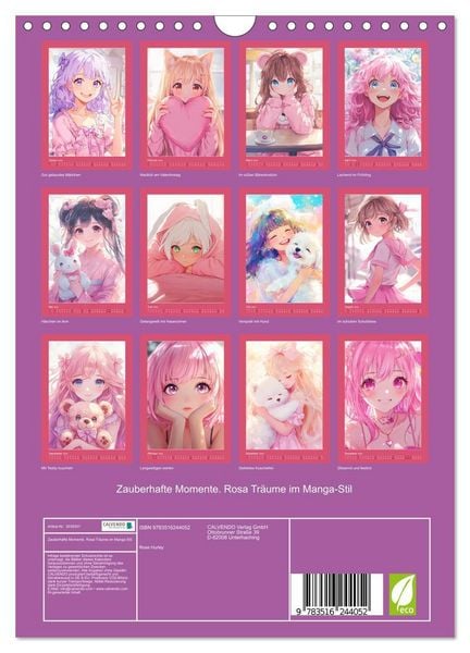 Produktbild: Zauberhafte Momente. Rosa Tr&auml;ume im Manga-Stil (Wandkalender 2026 DIN A4 hoch), CALVENDO Monatskalender