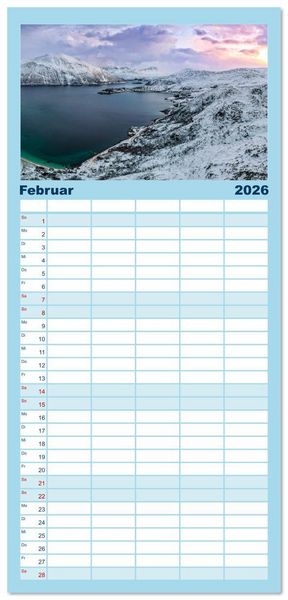 Produktbild: Familienplaner 2026 - Troms&oslash; in der Polarnacht mit 5 Spalten (Wandkalender, 21 x 45 cm) CALVENDO