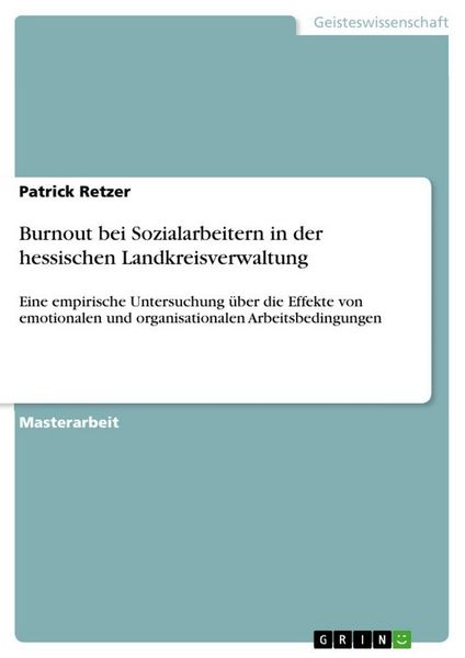 Produktbild: Burnout bei Sozialarbeitern in der hessischen Landkreisverwaltung