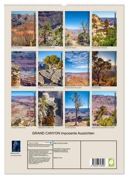 Produktbild: GRAND CANYON Imposante Aussichten (hochwertiger Premium Wandkalender 2026 DIN A2 hoch), Kunstdruck in Hochglanz