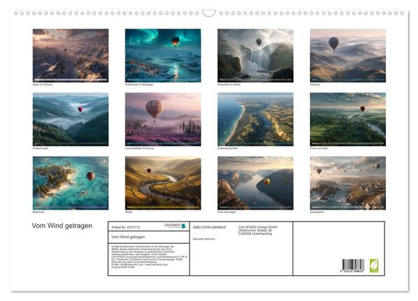 Produktbild: Vom Wind getragen (Wandkalender 2027 DIN A2 quer), CALVENDO Monatskalender