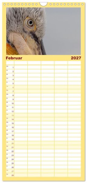 Produktbild: Familienplaner 2027 - Krauskopfpelikane mit 5 Spalten (Wandkalender, 21 x 45 cm) CALVENDO
