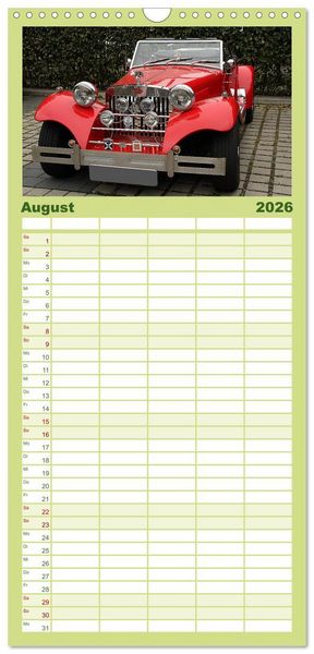 Produktbild: Familienplaner 2026 - Oldtimer vergangenger Jahrzehnte mit 5 Spalten (Wandkalender, 21 x 45 cm) CALVENDO