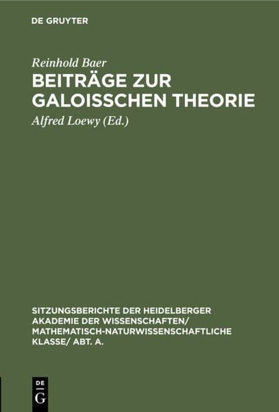 Produktbild: Beitr&auml;ge zur Galoisschen Theorie