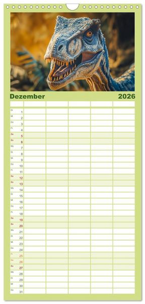 Produktbild: Familienplaner 2026 - Giganten der Urzeit mit 5 Spalten (Wandkalender, 21 x 45 cm) CALVENDO