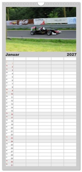 Produktbild: Familienplaner 2027 - Formelrennwagen am Berg mit 5 Spalten (Wandkalender, 21 x 45 cm) CALVENDO