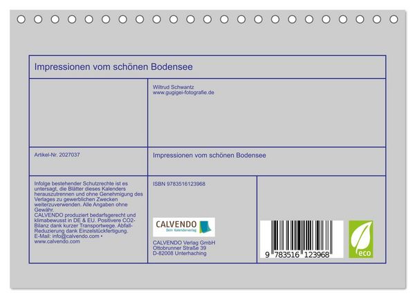 Produktbild: Impressionen vom sch&ouml;nen Bodensee (Tischkalender 2026 DIN A5 quer), CALVENDO Monatskalender