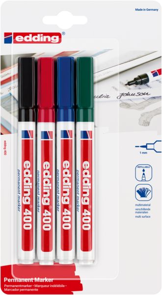 Produktbild: edding Permanentmarker 400 1mm 4 St&uuml;ck Blister
