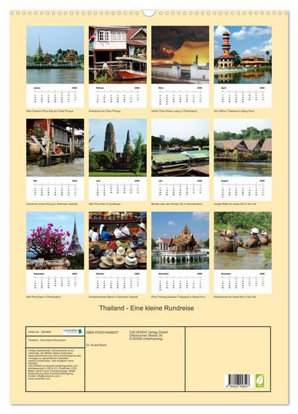 Produktbild: Thailand - Eine kleine Rundreise (Wandkalender 2026 DIN A2 hoch), CALVENDO Monatskalender