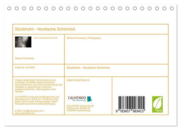 Produktbild: Stockholm - Nordische Sch&ouml;nheit (Tischkalender 2026 DIN A5 quer), CALVENDO Monatskalender