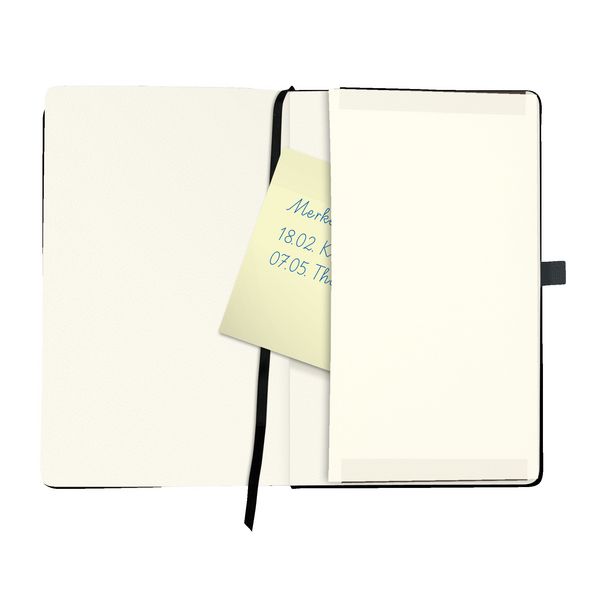 Produktbild: Herlitz Notizbuch Classic A5 96 Blatt blanko schwarz mit Leseband und Falttasche my.book