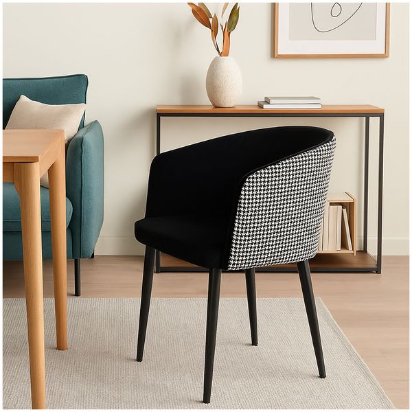 Produktbild: HTI-Living Stuhl Destin Hahnentritt Schwarz-Wei&szlig; 2er-Set