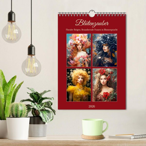 Produktbild: Bl&uuml;tenzauber. Floraler Reigen. Bezaubernde Frauen in Blumenpracht (Wandkalender 2026 DIN A4 hoch), CALVENDO Monatskalender
