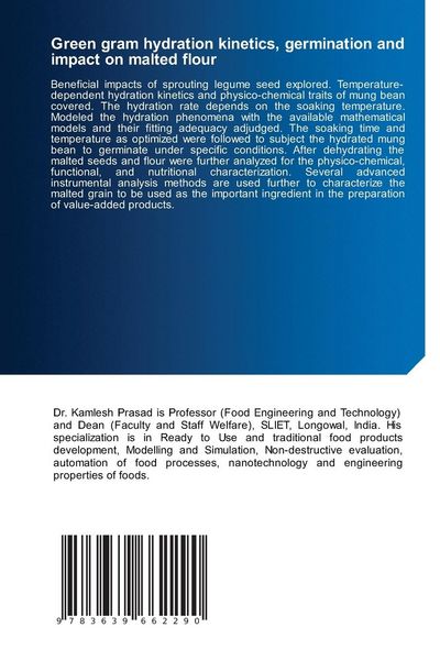 Produktbild: Green gram hydration kinetics, germination and impact on malted flour