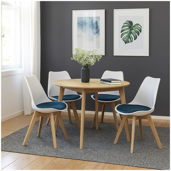 HTI-Living Stuhl Atlanta Velvet 4er-Set Weiß Blau Stuhl Atlanta Velvet 4er-Set Weiß Blau