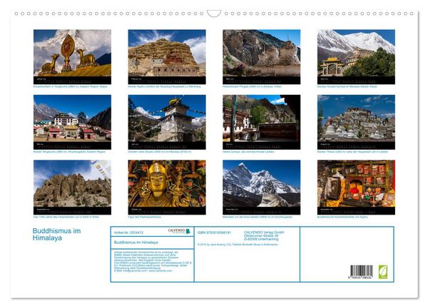 Produktbild: Buddhismus im Himalaya (Wandkalender 2026 DIN A2 quer), CALVENDO Monatskalender