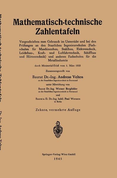 Produktbild: Mathematisch-technische Zahlentafeln