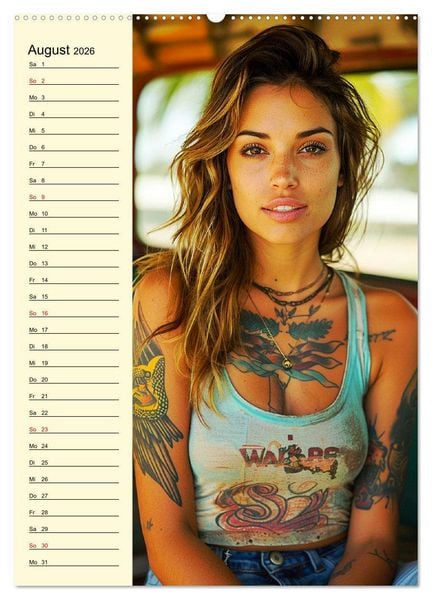 Produktbild: Coole Tatoo-Girls. H&uuml;bsch, modern und selbstbewusst (Wandkalender 2026 DIN A2 hoch), CALVENDO Monatskalender