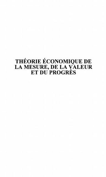 Produktbild: Theorie economique de la mesure, de la v