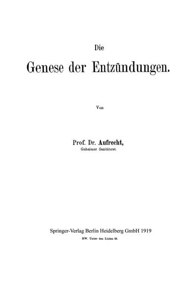 Produktbild: Die Genese der Entz&uuml;ndungen