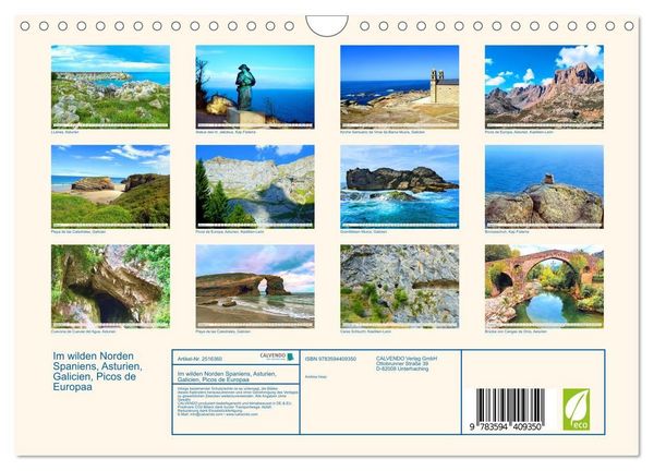 Produktbild: Im wilden Norden Spaniens, Asturien, Galicien, Picos de Europaa (Wandkalender 2027 DIN A4 quer), CALVENDO Monatskalender