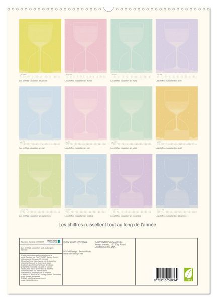 Produktbild: Les chiffres ruissellent tout au long de l'ann&eacute;e (Calendrier mural 2026 DIN A2 horizontal) calendrier de bureau