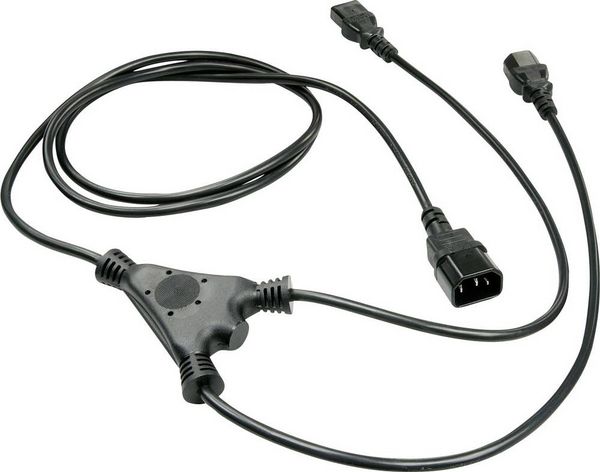Produktbild: LINDY Strom Anschlusskabel [2x Kaltger&auml;te-Buchse C13 - 1x Kaltger&auml;te-Stecker C14] 2.00 m