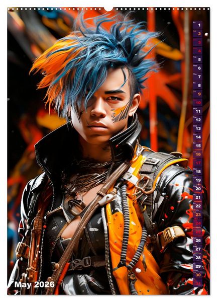 Produktbild: CYBERPUNK Cool guys (High Quality Premium Wall Calendar 2026 DIN A2 portrait),CALVENDO 12 Month Wall Calendar
