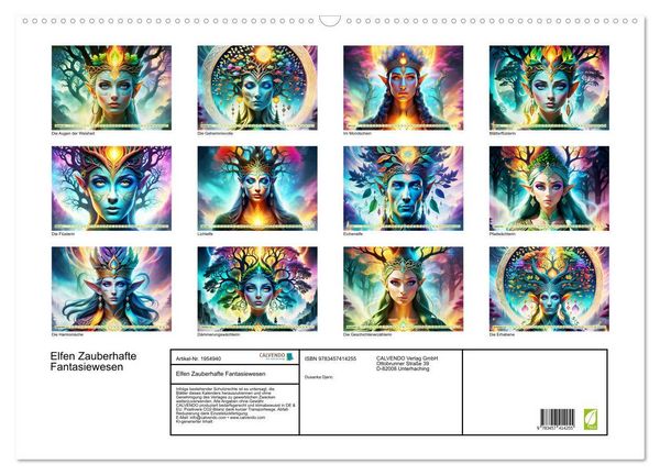 Produktbild: Elfen Zauberhafte Fantasiewesen (Wandkalender 2026 DIN A2 quer), CALVENDO Monatskalender
