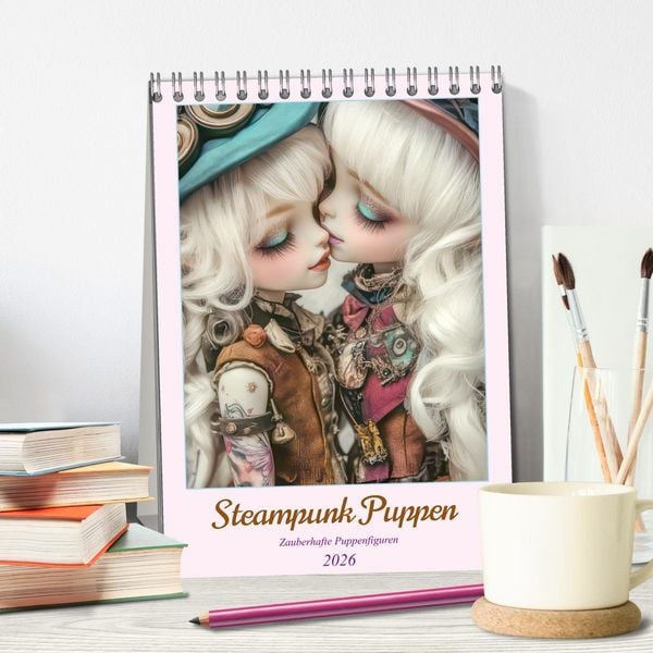 Produktbild: Steampunk Puppen &ndash; Zauberhafte Puppenfiguren (Tischkalender 2026 DIN A5 hoch), CALVENDO Monatskalender