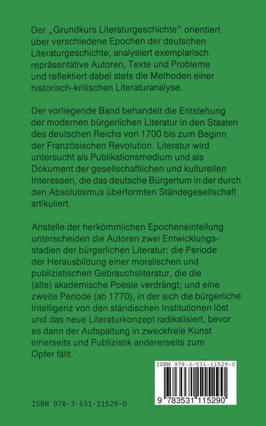 Produktbild: Einf&uuml;hrung in die deutsche Literatur des 18. Jahrhunderts
