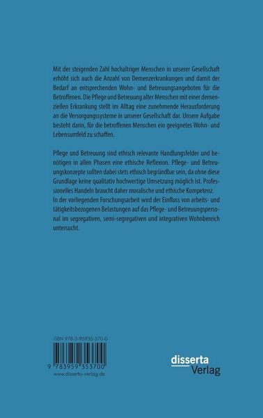 Produktbild: Betreuung von Demenzkranken in Altenheimen. Segregative, Semi-Segregative und Integrative Betreuung