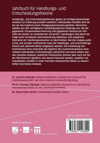 Produktbild: Jahrbuch f&uuml;r Handlungs- und Entscheidungstheorie