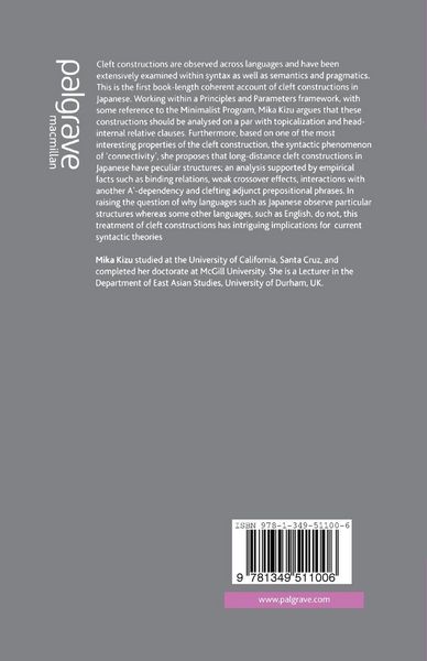 Produktbild: Cleft Constructions in Japanese Syntax