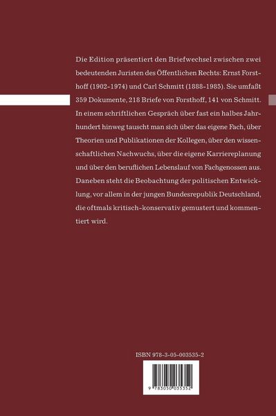 Produktbild: Briefwechsel Ernst Forsthoff - Carl Schmitt 1926-1974