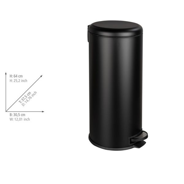 Produktbild: Treteimer Mod. Leman Easy-Close Schwarz 30 L, mit herausnehmbarem Einsatz