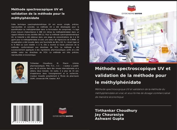 Produktbild: M&eacute;thode spectroscopique UV et validation de la m&eacute;thode pour le m&eacute;thylph&eacute;nidate