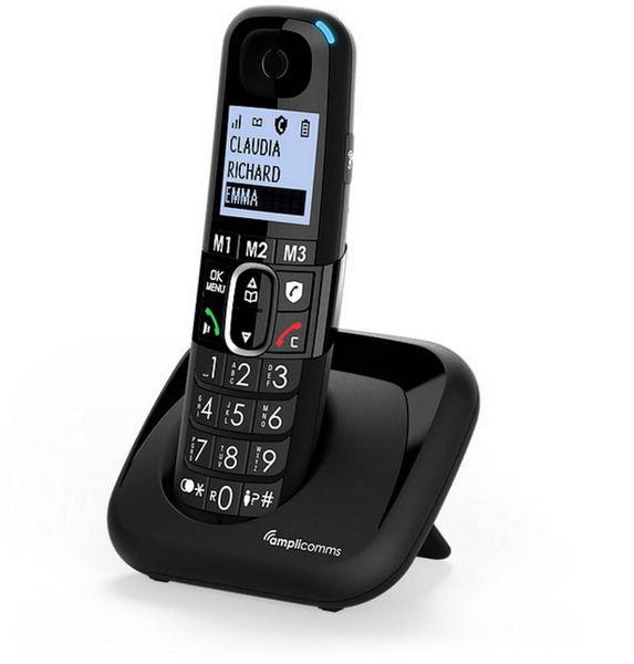 Produktbild: Amplicomms BigTel 1500 DECT-Mobilteil Freisprechen, f&uuml;r H&ouml;rger&auml;te kompatibel, Wahlwiederholung LED-Display Schwarz