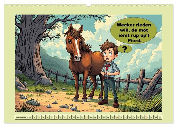 Produktbild: Plattd&uuml;tsche Cartoons (hochwertiger Premium Wandkalender 2026 DIN A2 quer), Kunstdruck in Hochglanz