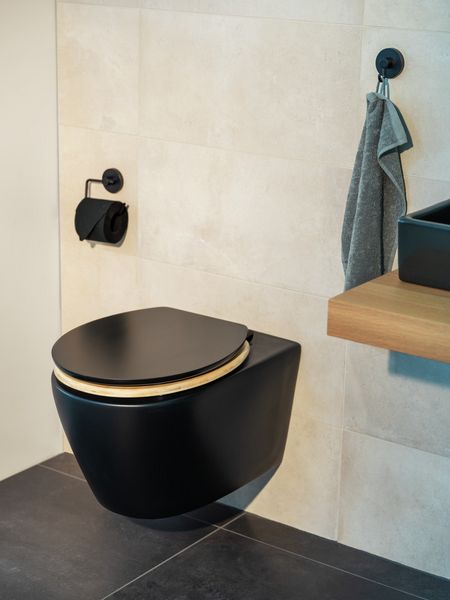Produktbild: WC-Sitz Mod. Bambusa Black, aus MDF und Bambus