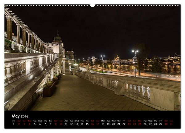Produktbild: Danube River Nightlights (High Quality Premium Wall Calendar 2026 DIN A2 landscape),CALVENDO 12 Month Wall Calendar