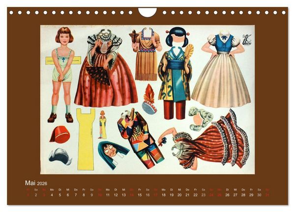 Produktbild: Alte europ&auml;ische Ankleidepuppen aus Papier (Wandkalender 2026 DIN A4 quer), CALVENDO Monatskalender
