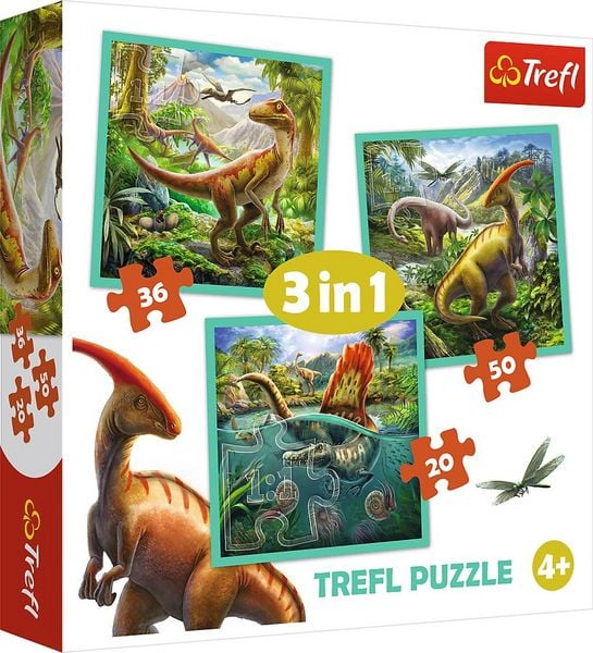 Produktbild: 3 in 1 Puzzle - Dinosaurier (Kinderpuzzle)