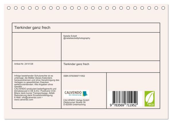 Produktbild: Tierkinder ganz frech (Tischkalender 2027 DIN A5 quer), CALVENDO Monatskalender