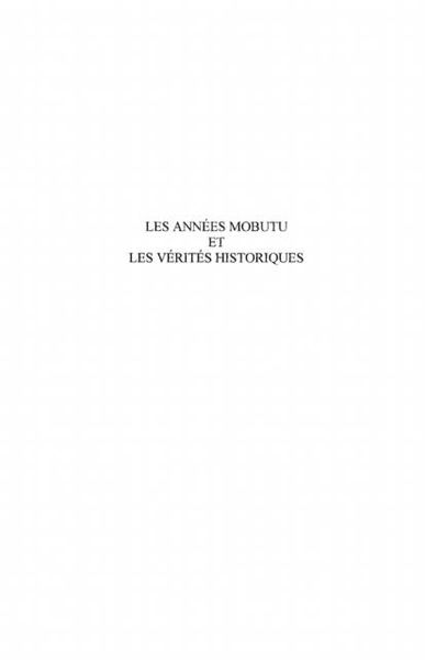 Produktbild: Annees Mobutu verites historiques
