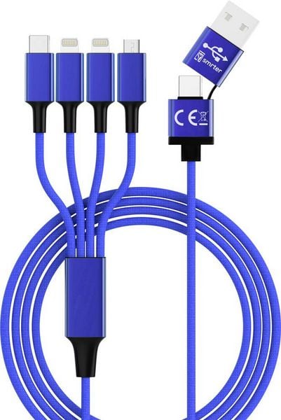 Produktbild: Smrter USB-Ladekabel USB-A Stecker, USB-C&reg; Stecker, Apple Lightning Stecker, Apple Lightning Stecker, USB-Micro-B Stecker 1.20m