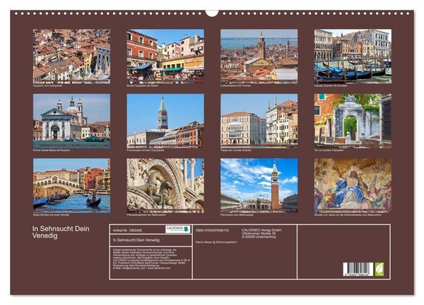 Produktbild: In Sehnsucht Dein Venedig (Wandkalender 2026 DIN A2 quer), CALVENDO Monatskalender