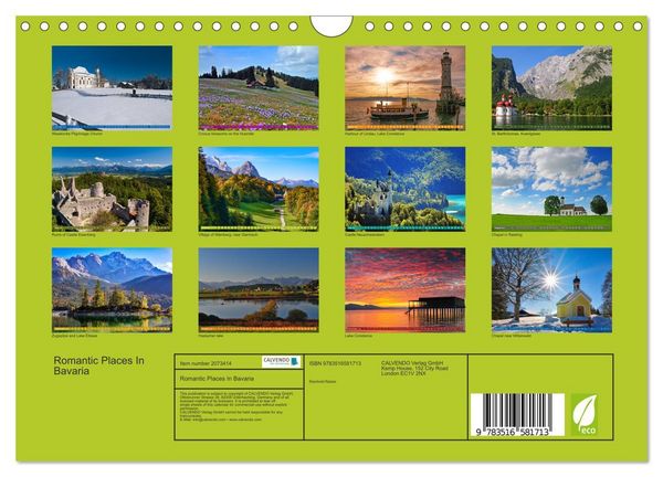 Produktbild: Romantic Places In Bavaria (Wall Calendar 2026 DIN A4 landscape), CALVENDO 12 Month Wall Calendar