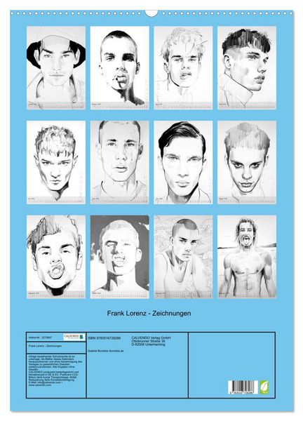Produktbild: Frank Lorenz - Zeichnungen (Wandkalender 2026 DIN A2 hoch), CALVENDO Monatskalender